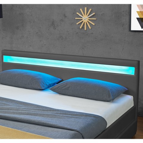Čalouněná postel Lyon s úložným prostorem a LED osvětlením 180 x 200 cm | šedá č.5