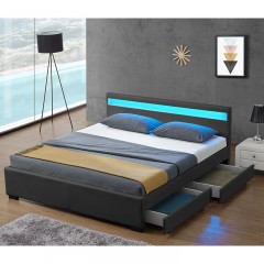 Čalouněná postel Lyon s úložným prostorem a LED osvětlením 180 x 200 cm | šedá č.1