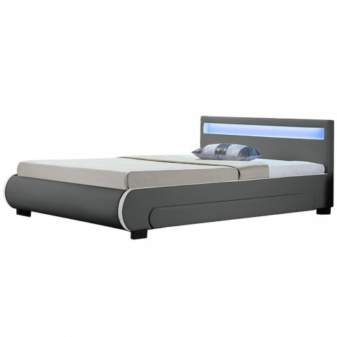 Čalouněná postel Bilbao s úložným prostorem a LED osvětlením 180 x 200 cm | šedá č.6