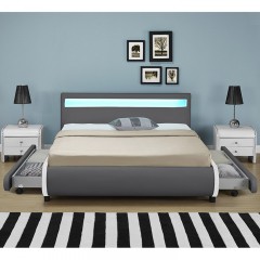 Čalouněná postel Bilbao s úložným prostorem a LED osvětlením 180 x 200 cm | šedá č.3